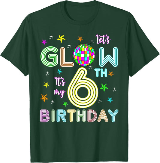 It's My 6th Birthday Glowing 80s 6 Year Old T-Shirt - T-Shirt | Forest