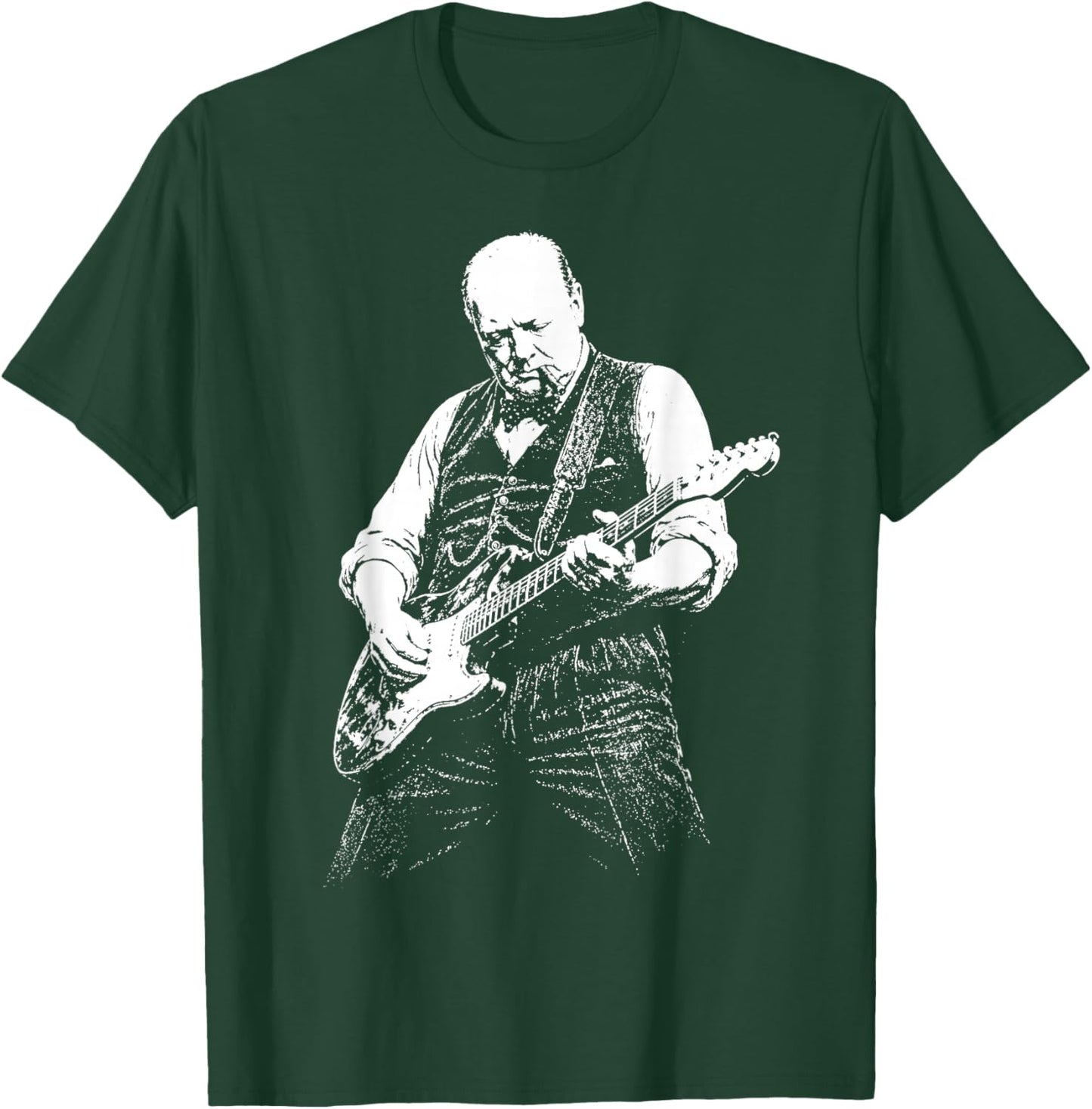 Retro Winston Churchill Playing Guitar T-Shirt - T-Shirt | Forest