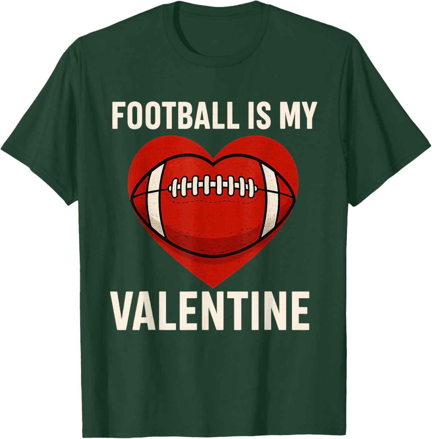 Boys Valentines Day Football Heart Peewee Player Gifts T-Shirt - T-Shirt | Forest