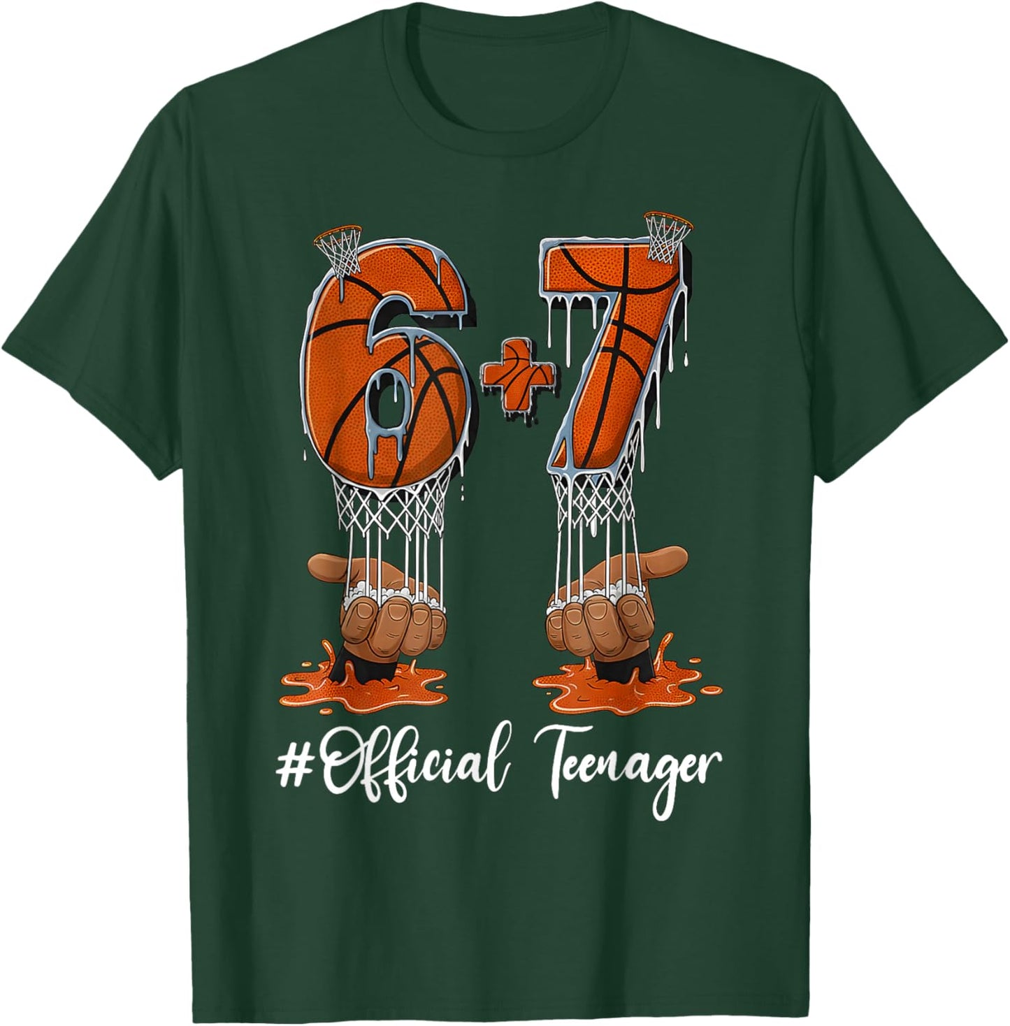 6+7 = 13 Year Old Boys Girls Teenager 13th Birthday Funny 67 T-Shirt - T-Shirt | Forest