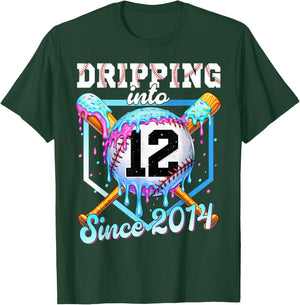 12 Year Old Baseball Ice Cream 12th Birthday Boys Since 2014 T-Shirt - T-Shirt | Forest