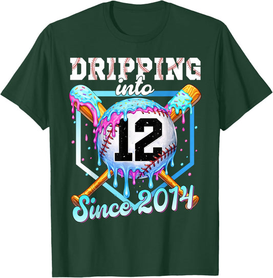 12 Year Old Baseball Ice Cream 12th Birthday Boys Since 2014 T-Shirt - T-Shirt | Forest