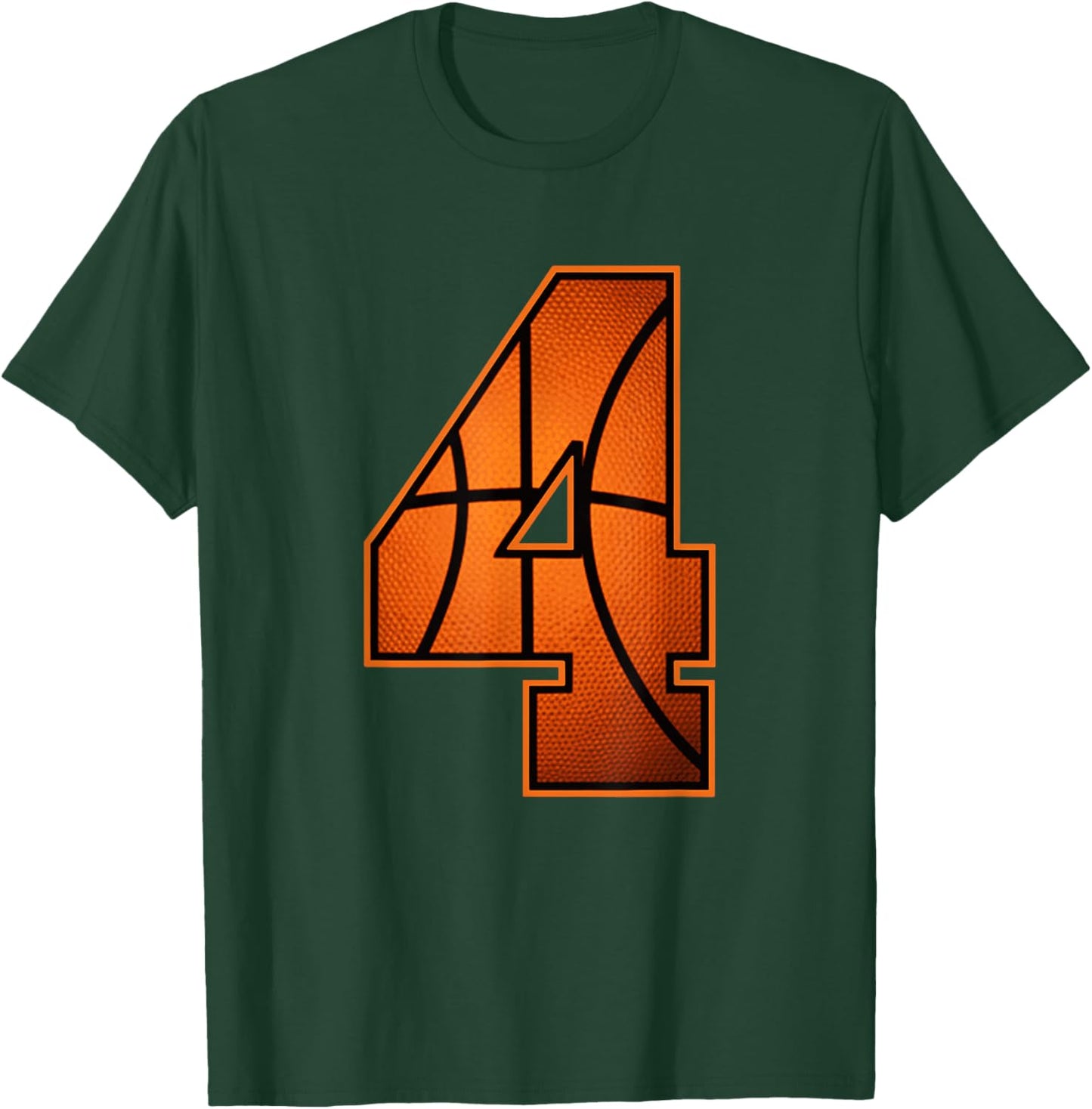 Number 4 Basketball Birthday T-Shirt - T-Shirt | Forest