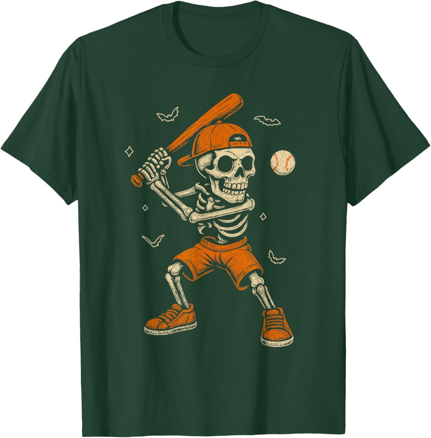 Skeleton Baseball Player Funny Costume Halloween Men Boys T-Shirt - T-Shirt | Forest