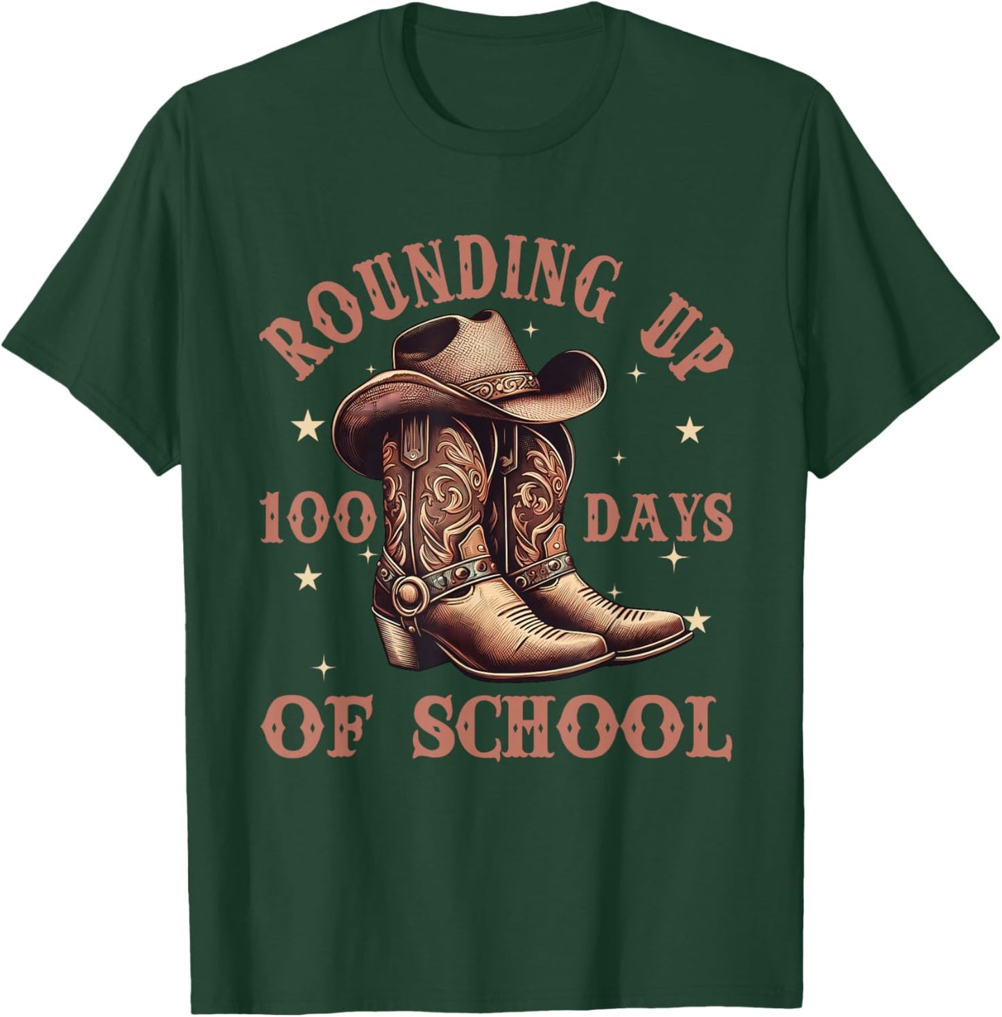Rounding Up 100 Days of School Cowboy T-Shirt - T-Shirt | Forest
