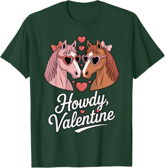 Howdy Valentine Cute Horses Valentines´s Day T-Shirt - T-Shirt | Forest