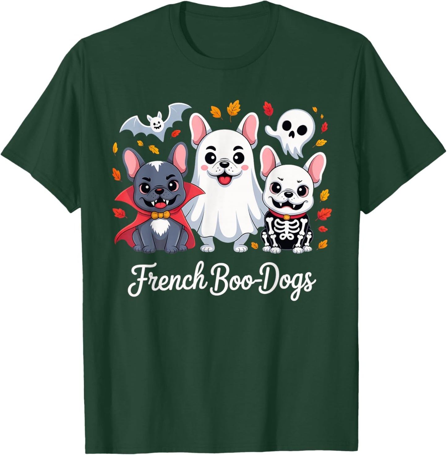 French Boo-Dog Halloween Ghost French Bulldog Fall Autumn T-Shirt - T-Shirt | Forest