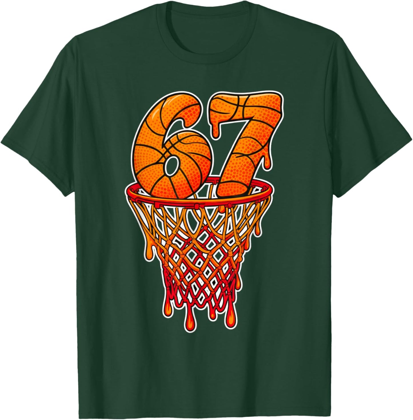 67 Basketball Ice Cream Drip Six Seven Bball T-Shirt - T-Shirt | Forest