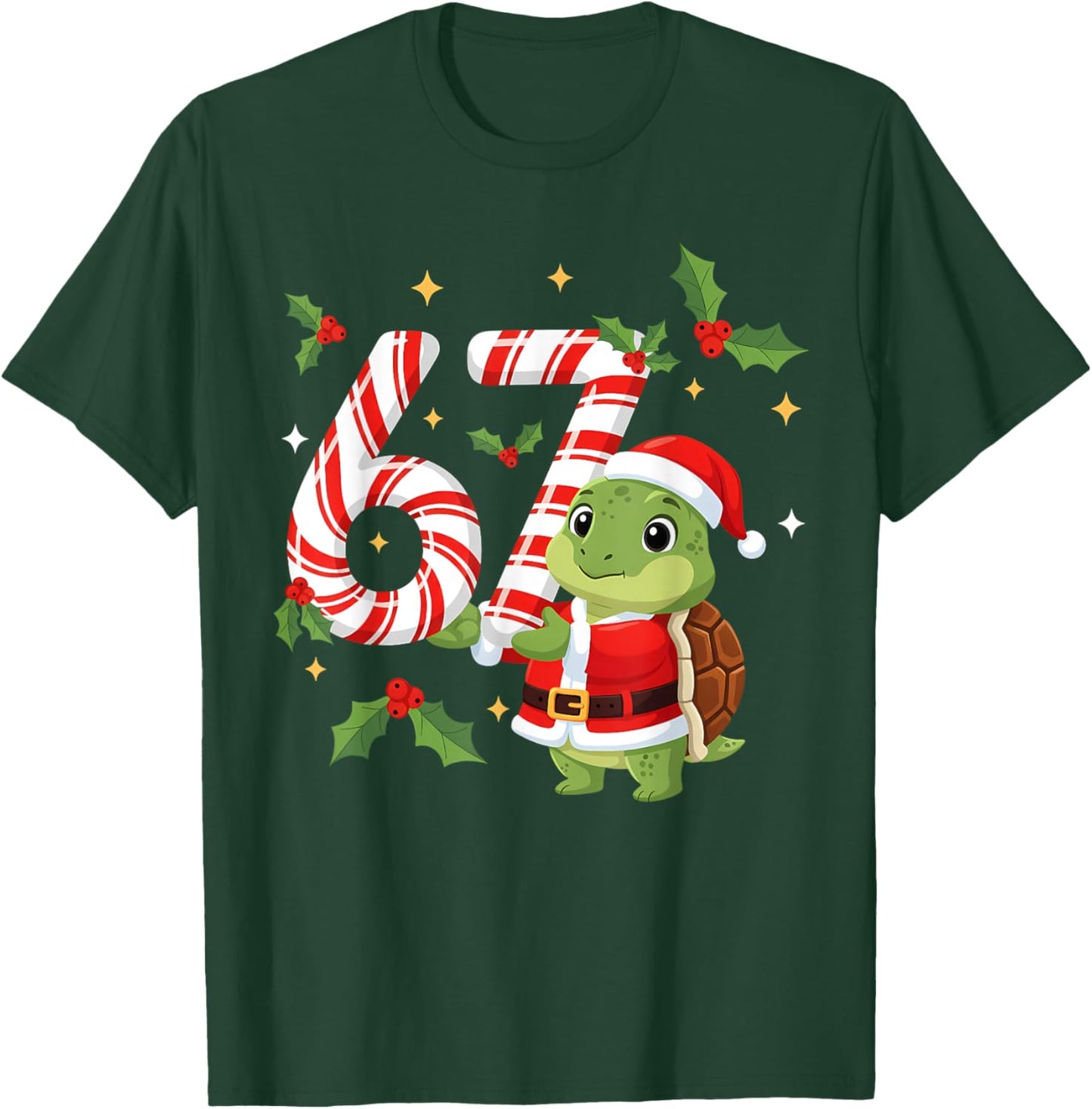 Funny 67 Meme Turtle Christmas PJm Men Women Family Matching T-Shirt - T-Shirt | Forest