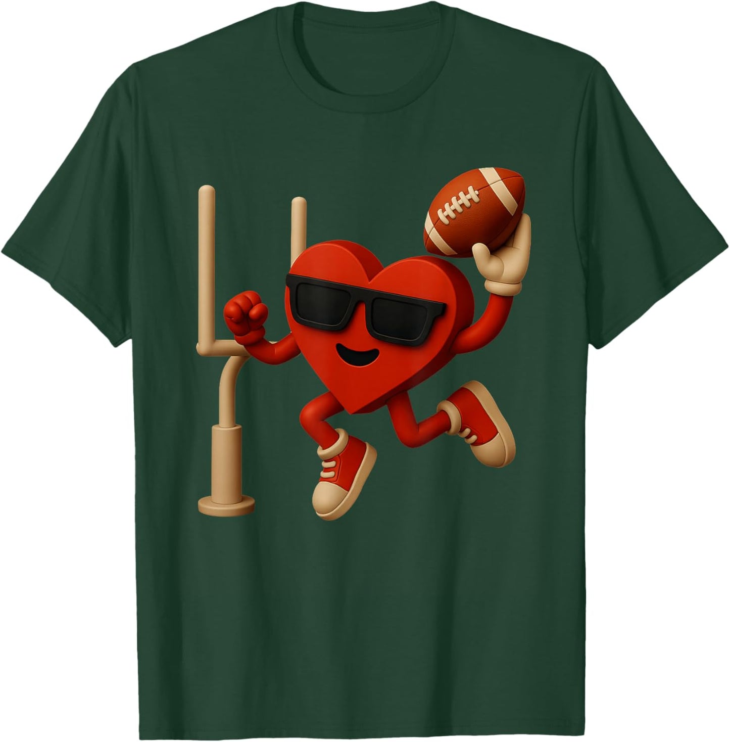 Football Valentines Day Cute Heart Funny Boys Girls Kids T-Shirt - T-Shirt | Forest