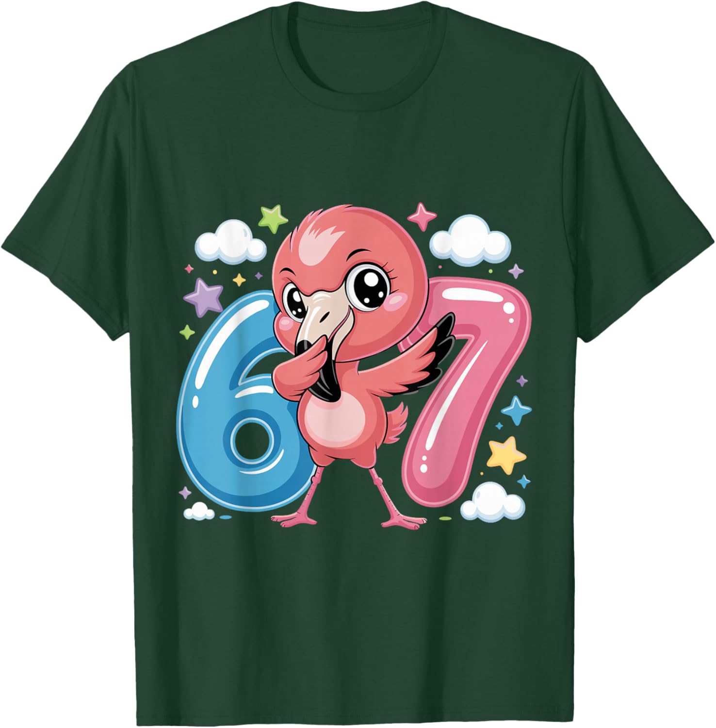 67 Meme Flamingo for Girls Six Seven Brainrot Funny Kids T-Shirt - T-Shirt | Forest