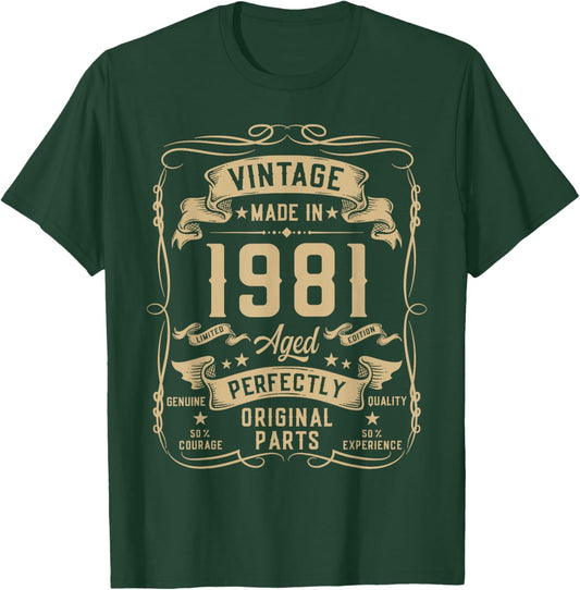 Vintage 1981 45yr 45th Birthday Gifts 45 Years Old T-Shirt - T-Shirt | Forest
