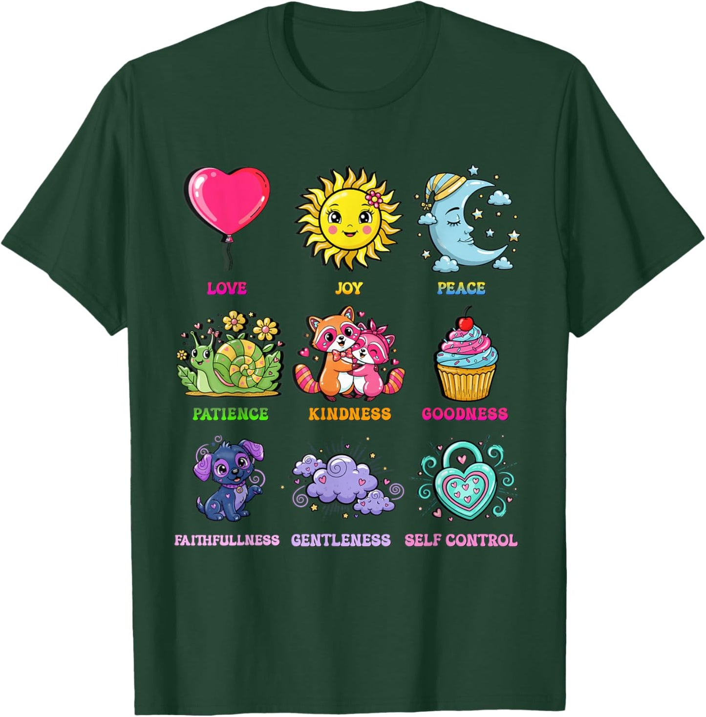 Fruits of The Spirit Love Joy Peace Kindness Faith T-Shirt - T-Shirt | Forest