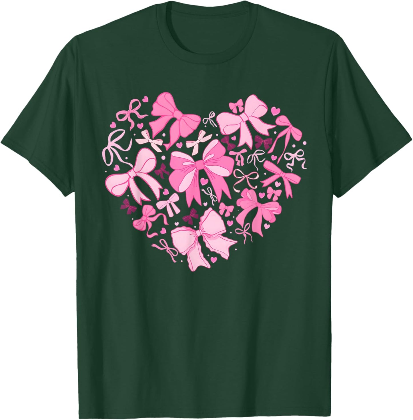 Valentine Coquette Pink Bow Heart Women Girls Kids T-Shirt - T-Shirt | Forest
