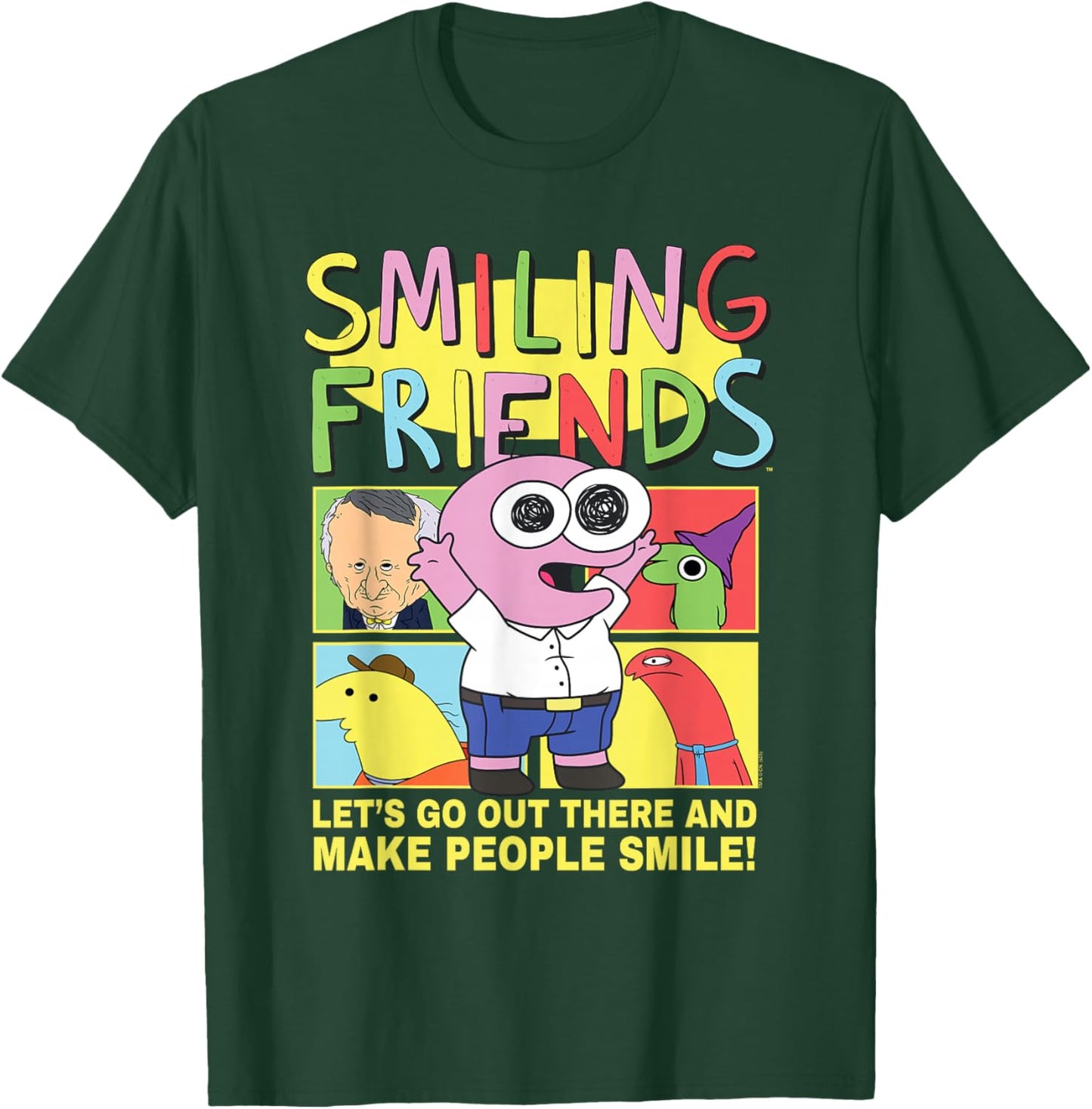 Smiling Friends Make People Smile PIM Funny Cartoon T-Shirt - T-Shirt | Forest