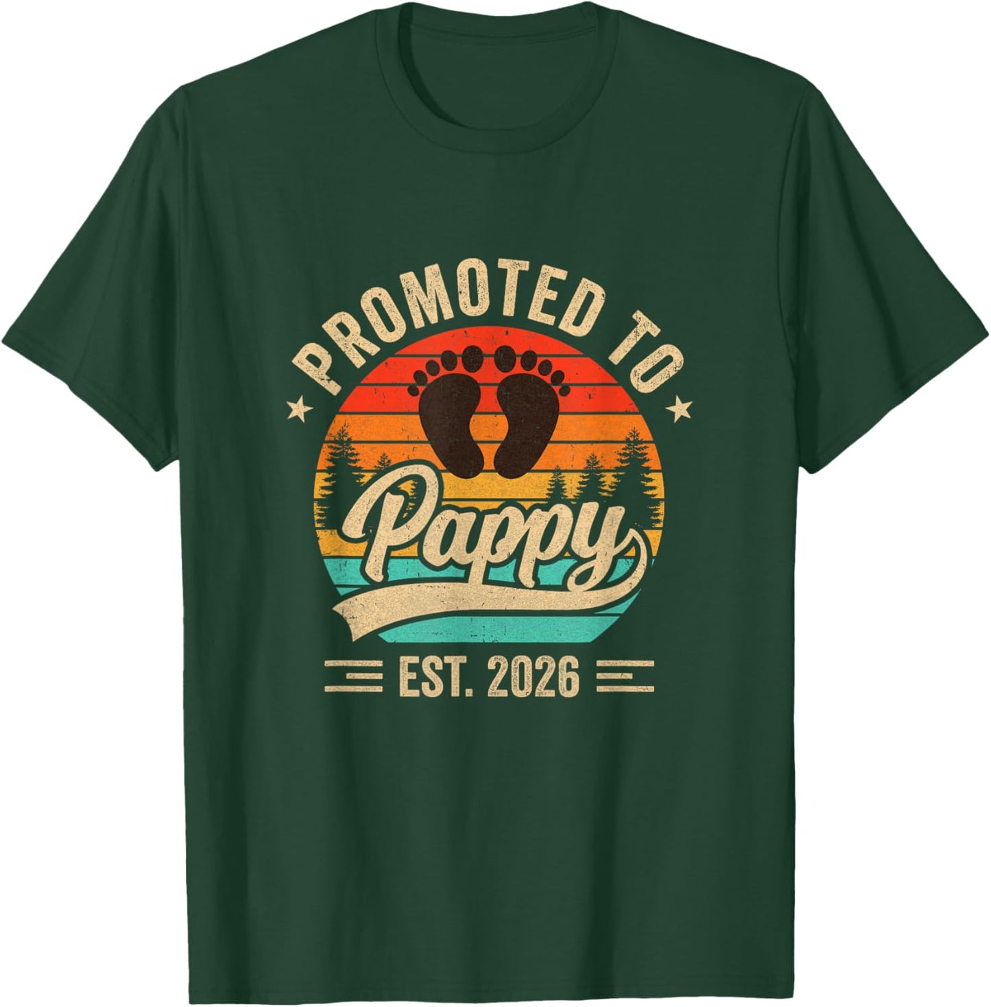 Promoted to Pappy Est 2026 Grandparents Baby Announcement T-Shirt - T-Shirt | Forest
