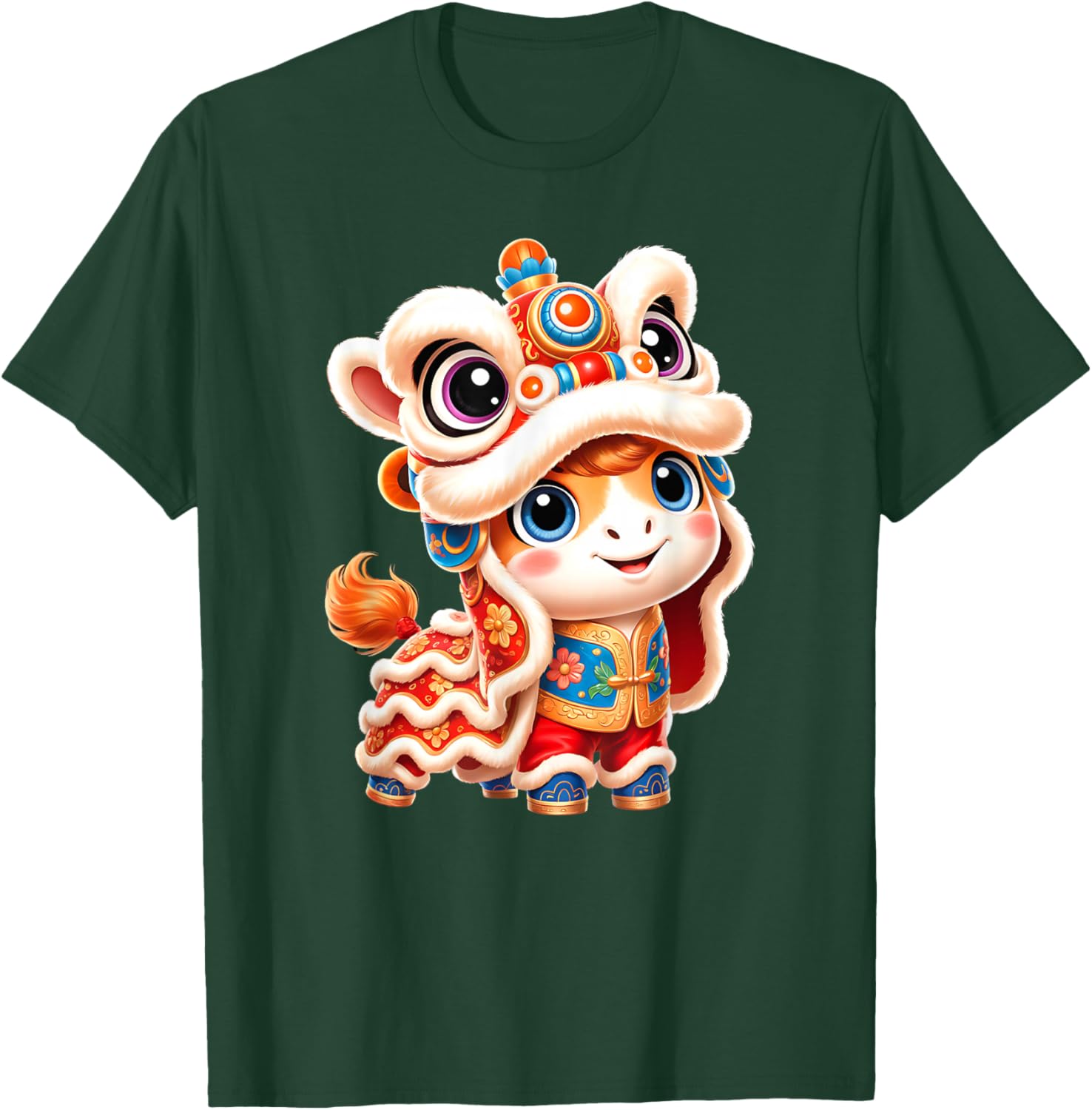 Chinese New Year Horse Lion CNY Dance Costume Celebration T-Shirt - T-Shirt | Forest