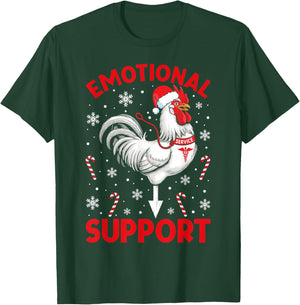 Christmas Funny Emotional Support Cock Dirty Humor Chicken T-Shirt - T-Shirt | Forest