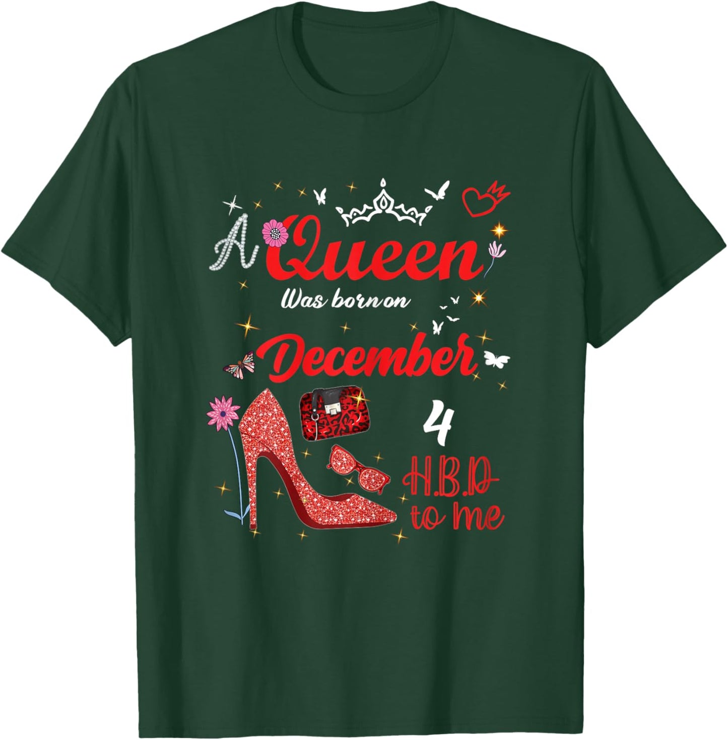 December 4 Birthday This Queen was Born on December 4th T-Shirt - T-Shirt | Forest
