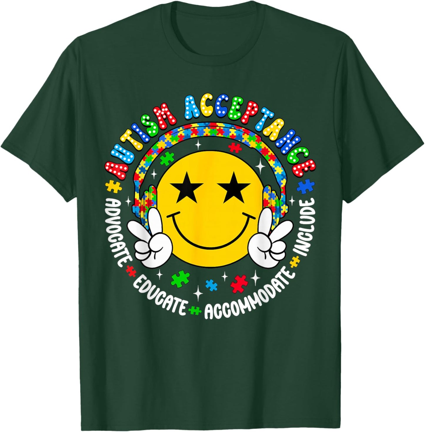 Autism Awareness Acceptance Special Education Teacher Kids T-Shirt - T-Shirt | Forest