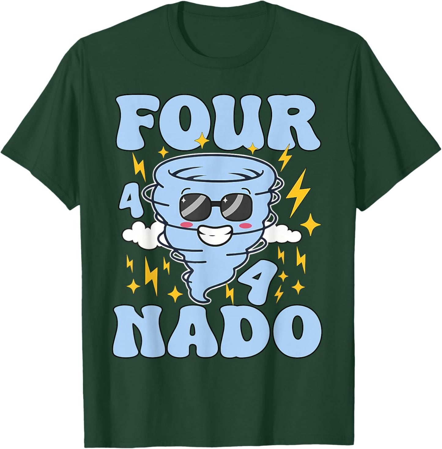 Four Nado Fournado 4th Birthday Tornado 4 Year Old Boys Kids T-Shirt - T-Shirt | Forest