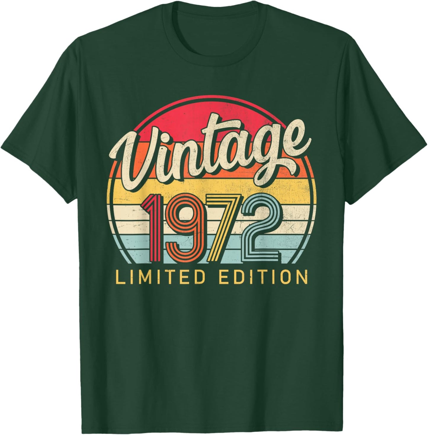 Limited Edition Retro Style 70's Born Vintage 1972 Birthday T-Shirt - T-Shirt | Forest