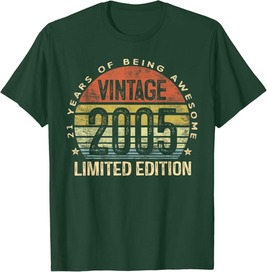 Vintage 2005 Limited Edition 21-Year-Old 21st Birthday T-Shirt - T-Shirt | Forest