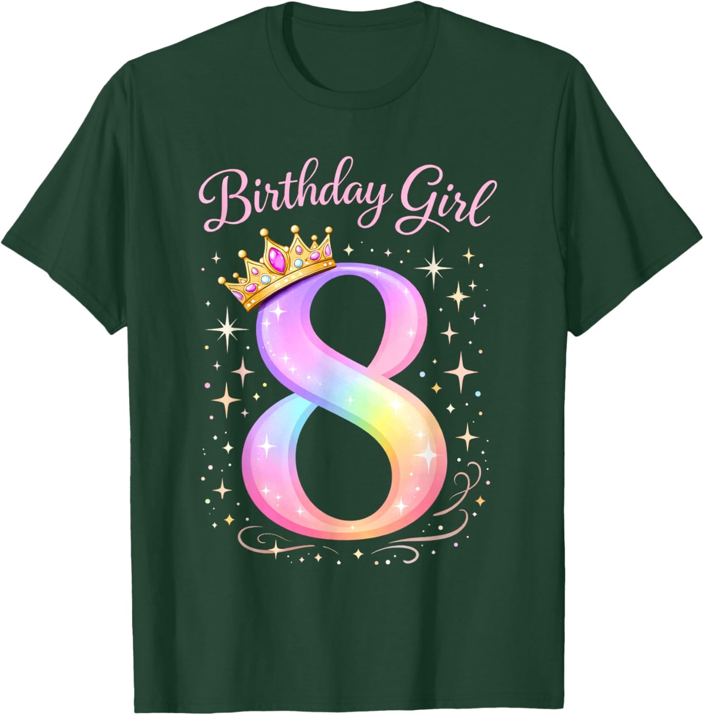 8th Birthday for Girls Eight 8 Year Old T-Shirt - T-Shirt | Forest