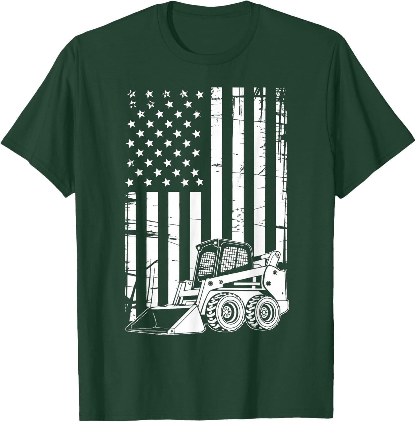 American Skid Steer Operator USA Construction Crew T-Shirt - T-Shirt | Forest