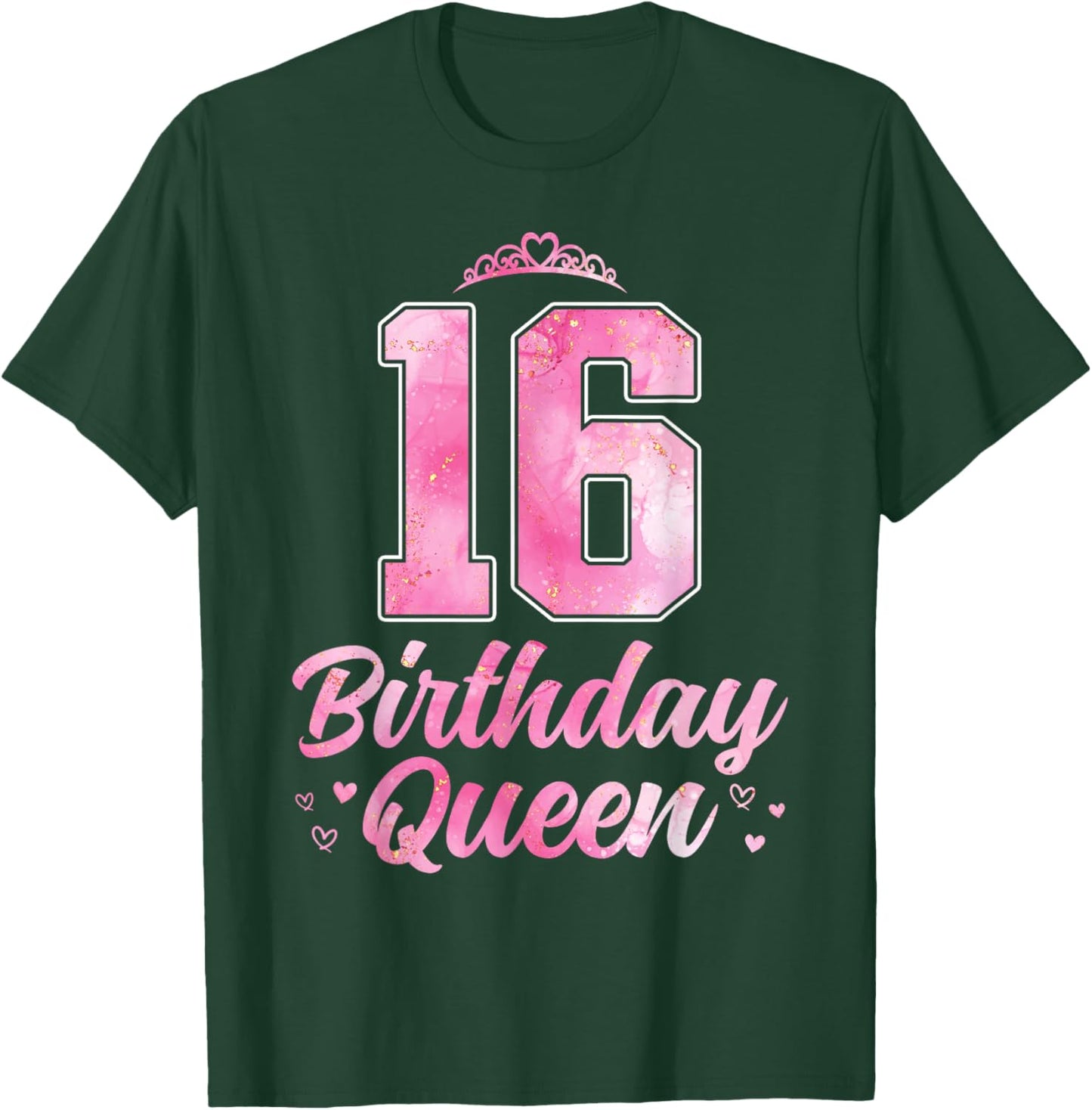 16th Birthday Queen Cute 16 Years Old Girls T-Shirt - T-Shirt | Forest