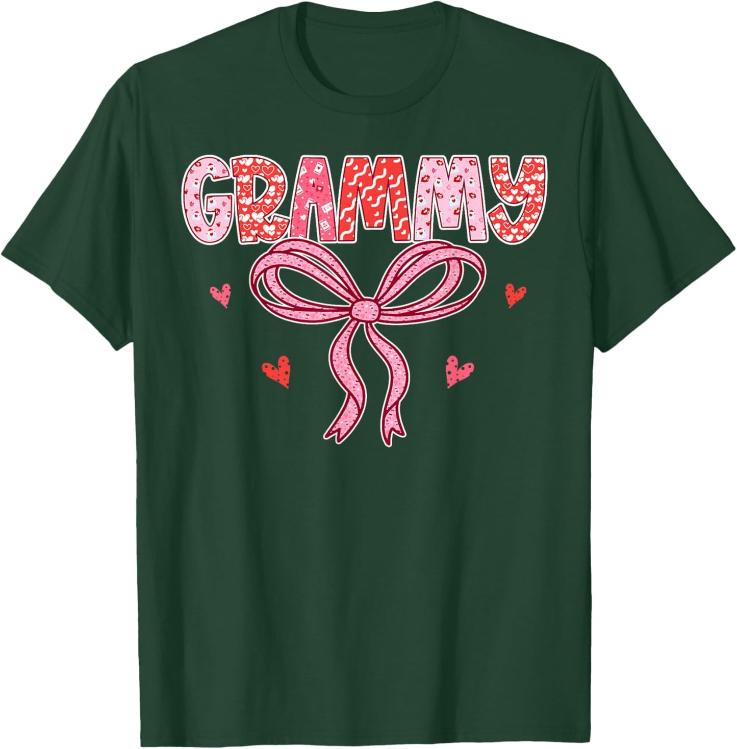 Grammy Valentine Pink Coquette Bow Valentine's Day Grandma T-Shirt - T-Shirt | Forest