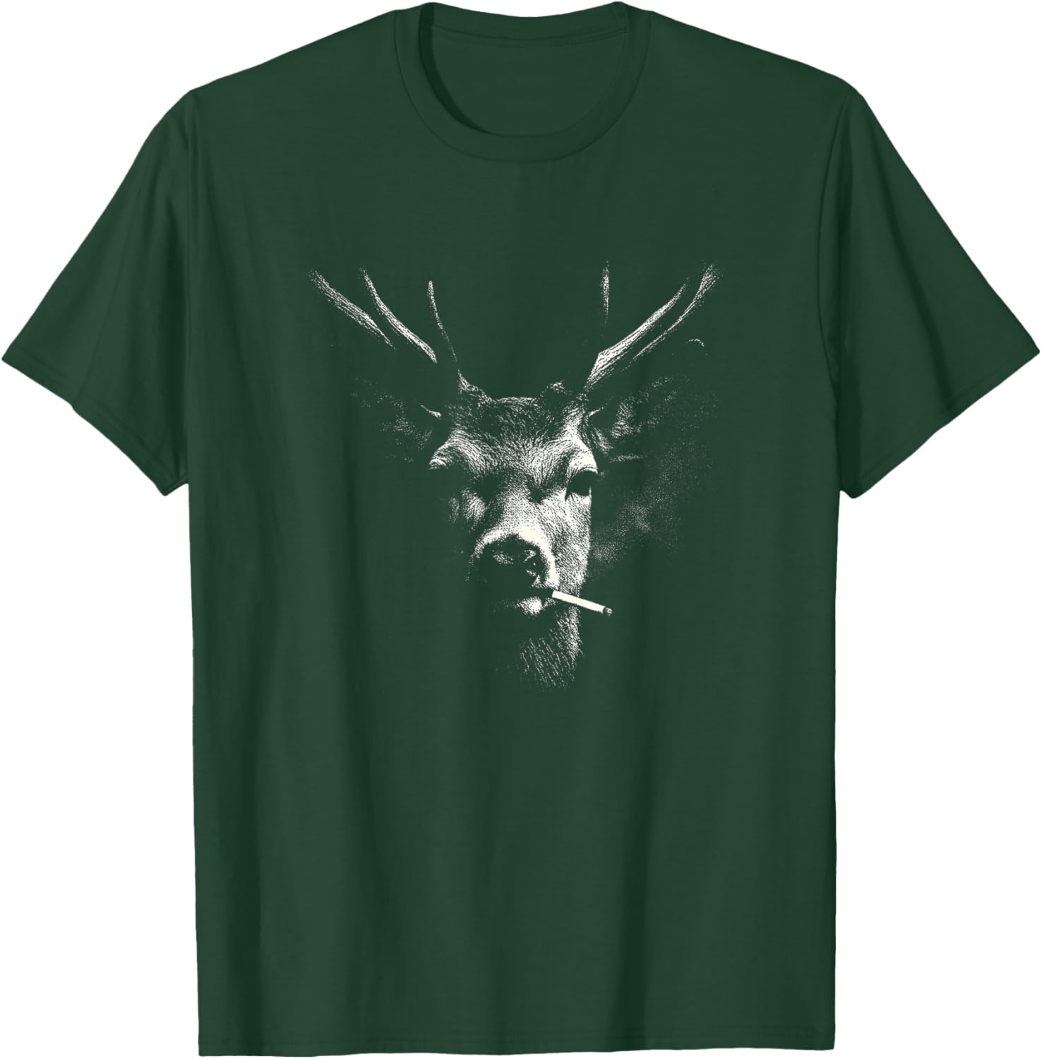 Smoking Deer Stag with Cigarette Aesthetic T-Shirt - T-Shirt | Forest
