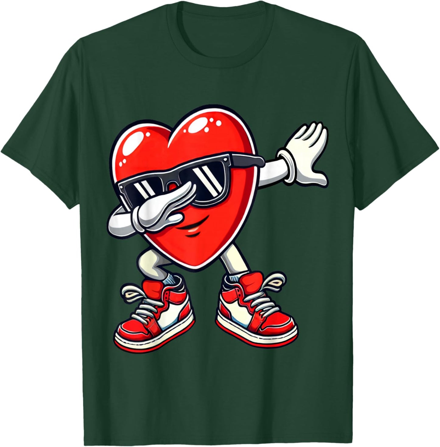 Valentine's Dabbing Heart Funny Gifts Kids Boys Girls T-Shirt - T-Shirt | Forest