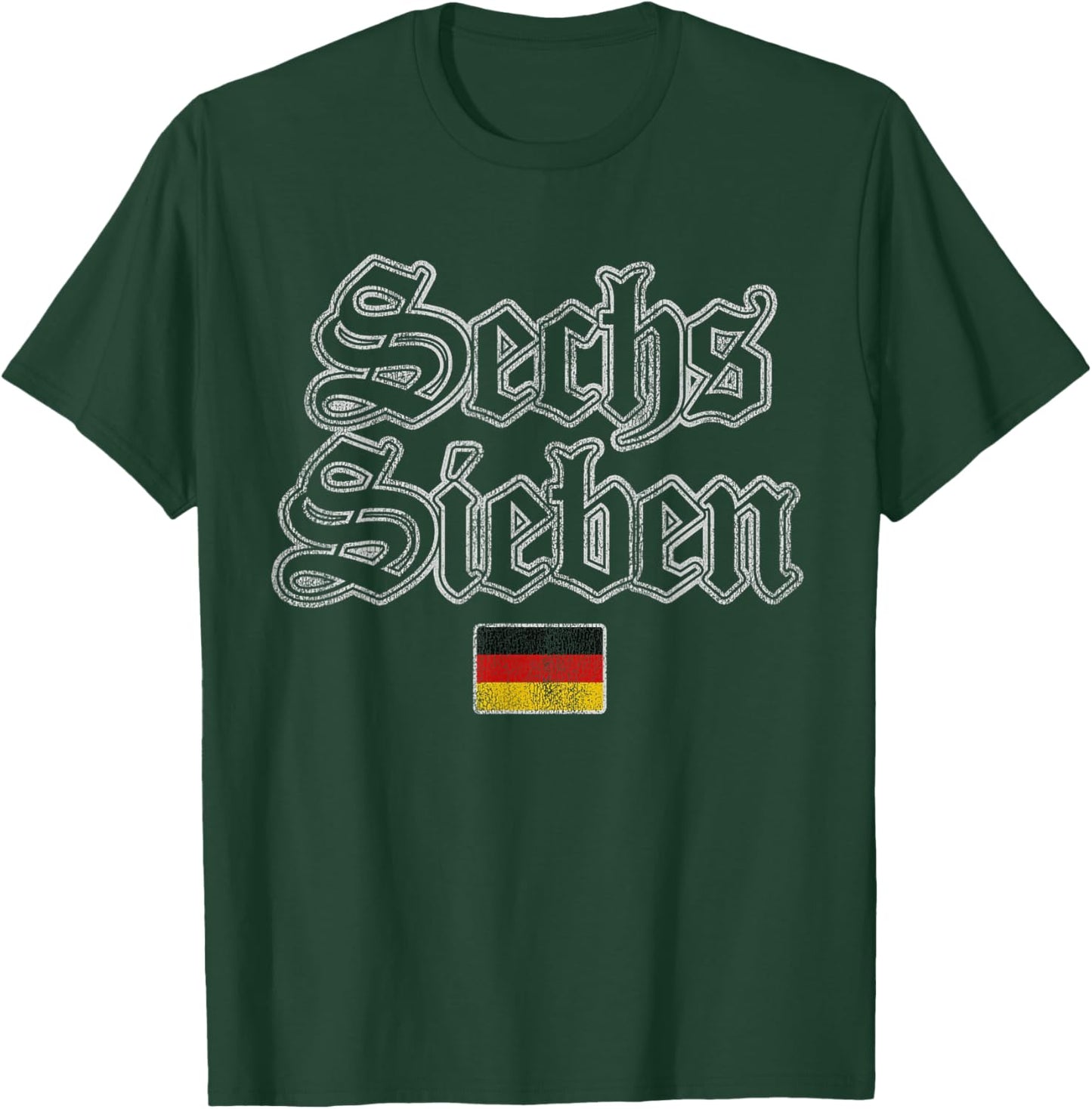 Vintage Sechs Sieben Six Seven 67 in German Flag of Germany T-Shirt - T-Shirt | Forest