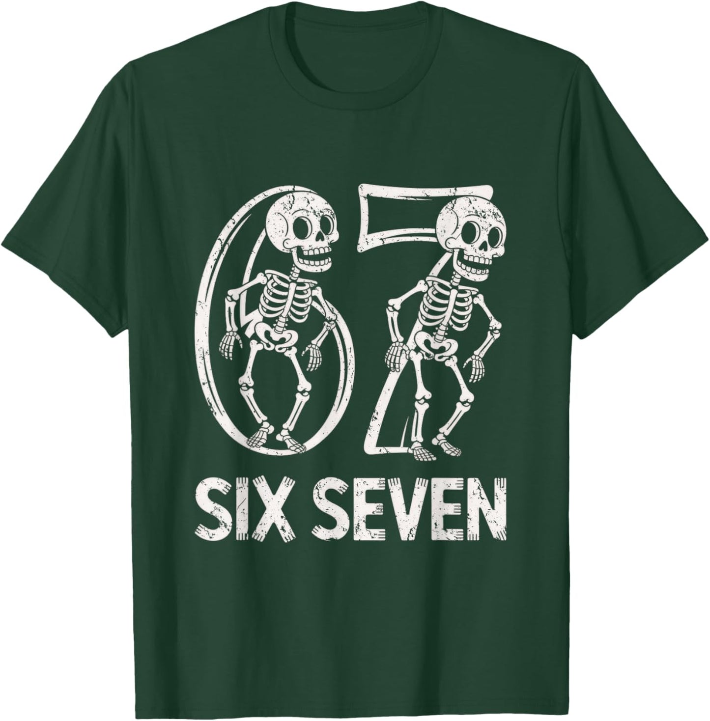 67 Skeleton Funny Six Seven Gen Alpha Halloween 6-7 Meme T-Shirt - T-Shirt | Forest