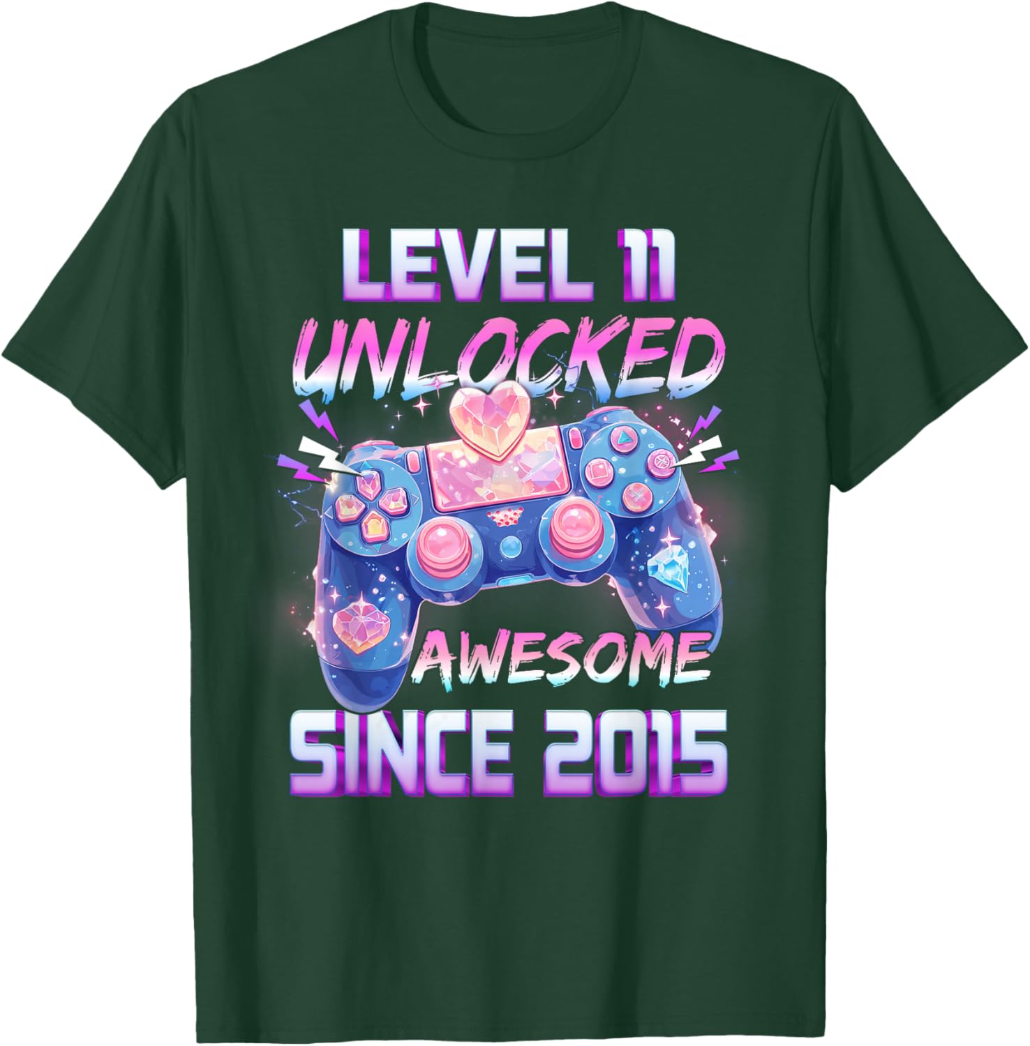 Girl Level 11 Unlocked Video Game 11th Birthday T-Shirt - T-Shirt | Forest