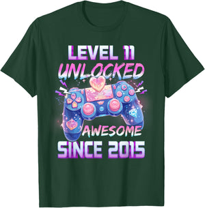 Girl Level 11 Unlocked Video Game 11th Birthday T-Shirt - T-Shirt | Forest