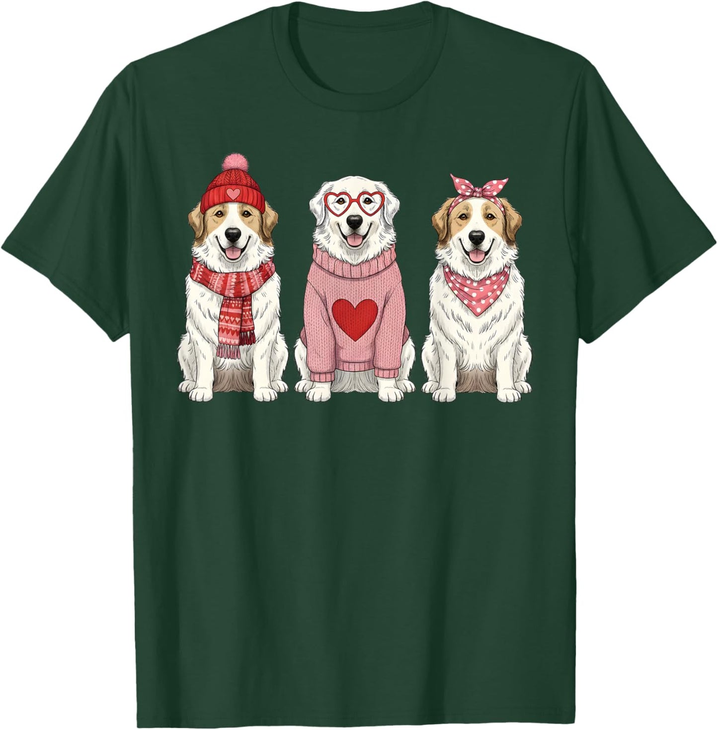Cute Great Pyrenees Valentine Dog T-Shirt - T-Shirt | Forest
