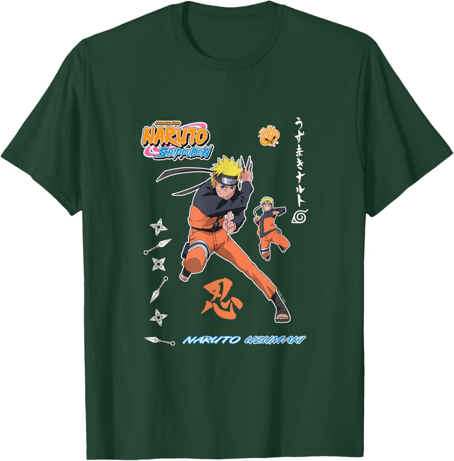 Naruto Shippuden Vintage Style Badge T-Shirt - T-Shirt | Forest
