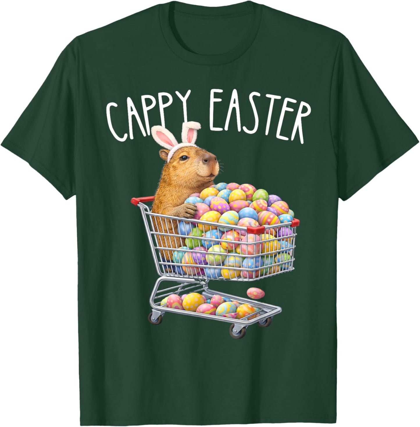 Funny Cappy Easter Capybara Easter Bunny Men Women Kids T-Shirt - T-Shirt | Forest