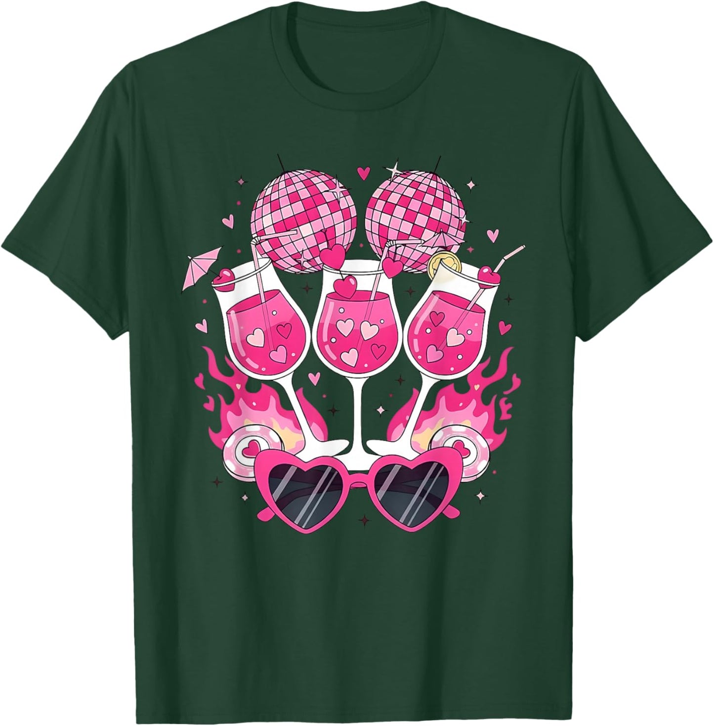 Happy Valentine's Day Funny Coquette Disco Ball Heart Girls T-Shirt - T-Shirt | Forest