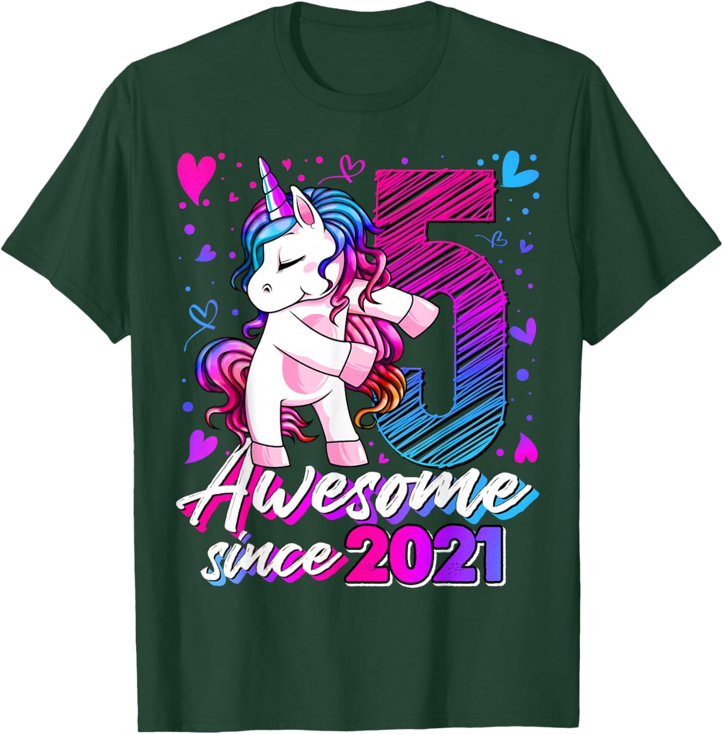 5th Birthday Shirt Girl 5 Year Old Gifts 5 Birthday Girl T-Shirt - T-Shirt | Forest