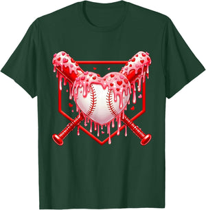 Valentines Day Baseball Boys Ice Cream Drip Heart Youth Kids T-Shirt - T-Shirt | Forest