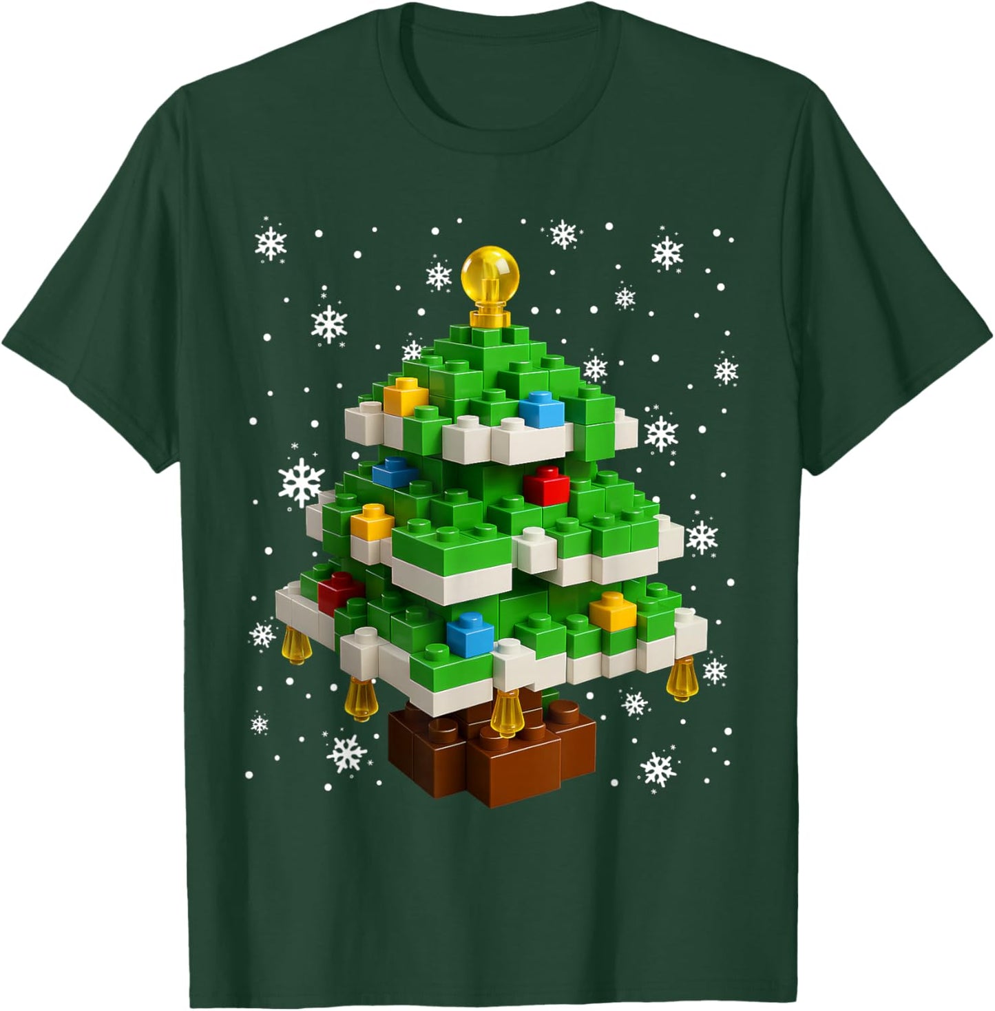 Merry Christmas PJS Blocks Building Christmas Tree Boys Kids T-Shirt - T-Shirt | Forest