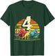 4th Birthday TRex Dinosaur 4 Year Old Boy Girl T-Shirt - T-Shirt | Forest