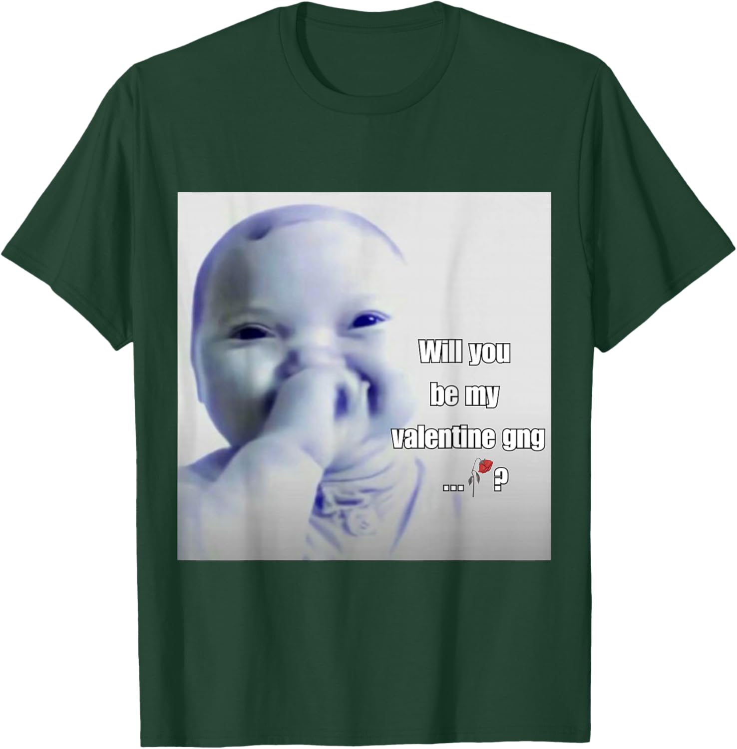 Funny Niche Baby Valentine gen z Meme ai Viral Giggling AI T-Shirt - T-Shirt | Forest