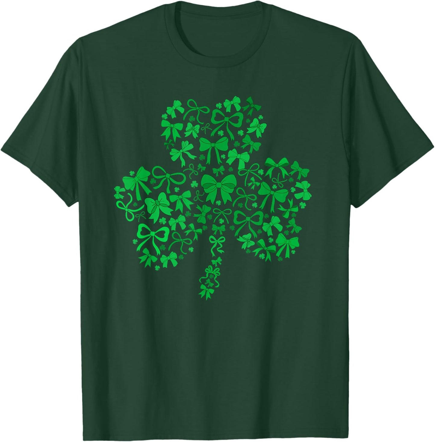 Coquette Bow St Patricks Day Lucky Shamrock Saint Pattys Day T-Shirt - T-Shirt | Forest