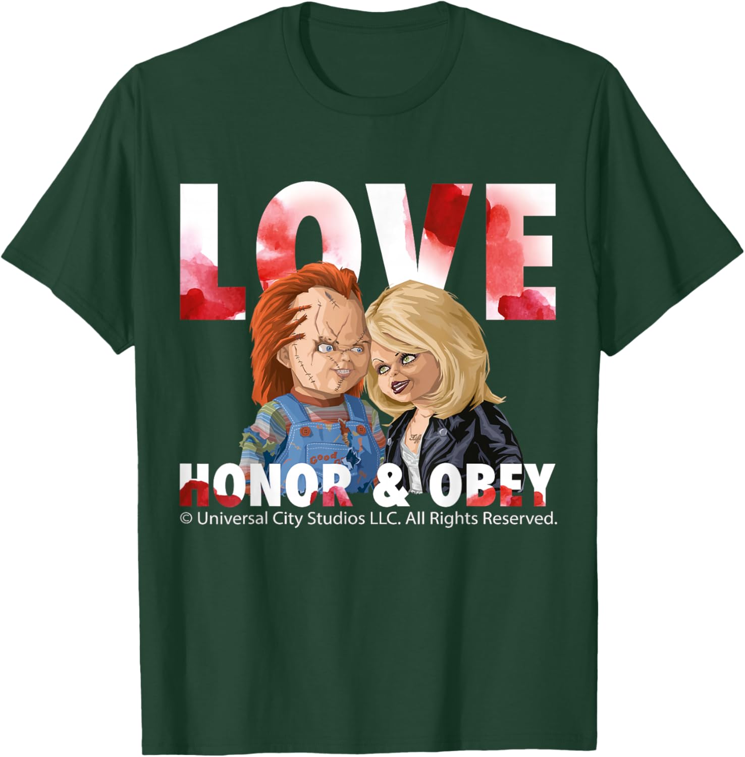 Love Honor and Obey Horror Couple Chucky Tiffany T-Shirt - T-Shirt | Forest