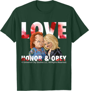 Love Honor and Obey Horror Couple Chucky Tiffany T-Shirt - T-Shirt | Forest
