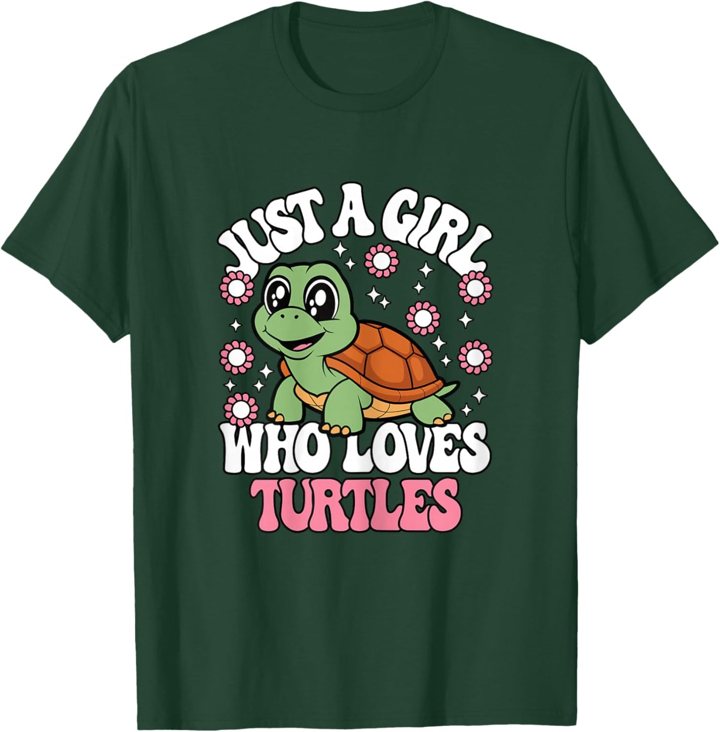 Just A Girl Who Loves Turtles Cute Animal Girls Kids T-Shirt - T-Shirt | Forest